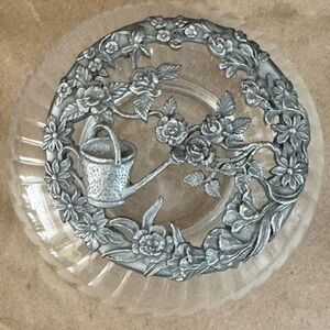 1995 Rawcliffe Pewter Floral Garden Potpourri Dish. 3” by 4.5”